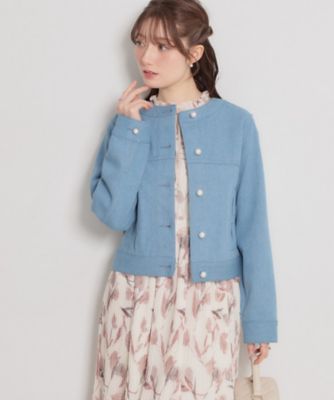 洗える・綿100％】パール調ボタン デニムジャケット