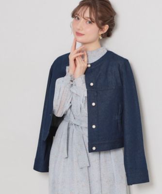 洗える・綿100％】パール調ボタン デニムジャケット