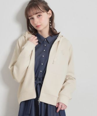 ＜COUTURE BROOCH (Women)＞【洗える・ダブルジップ】リボン刺繍　ダンボール　フーディ（２００２６０２５０４）