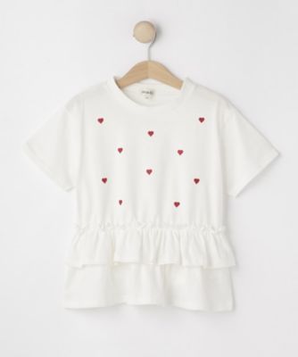 SHOO･LA･RUE (Baby&Kids)/シューラルー 【１００－１５０ｃｍ】裾フリルハート刺繍Ｔシャツ（２００２６０２５１０）