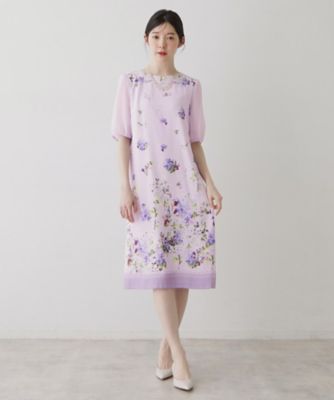 SunaUna 新品花柄プリント 七分袖ワンピース co creation and yours／SS～L】多色花柄