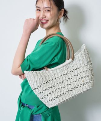 BLUE LABEL　ペーパーヤーンバケットカゴバッグ BLUE LABEL ペーパーヤーンバケットカゴバッグ マテリアルコンビ