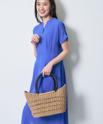 BLUE LABEL　ペーパーヤーンバケットカゴバッグ BLUE LABEL ペーパーヤーンバケットカゴバッグ マテリアルコンビ