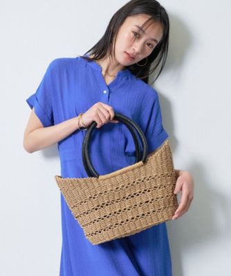 BLUE LABEL　ペーパーヤーンバケットカゴバッグ 透かし編み】ペーパーヤーン バスケットバッグ（2002602965
