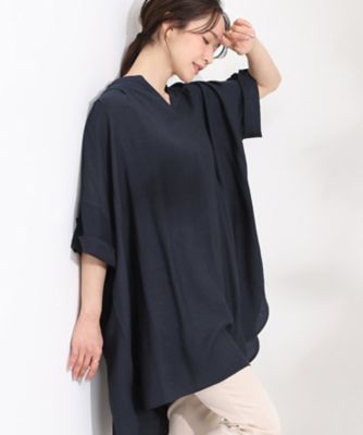 ひんやり／S－LL】体型カバー叶える スキッパードルマンチュニック
