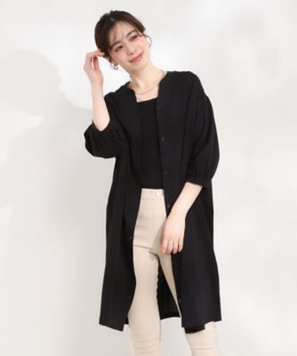 美品✨萌 MOYURU シャツジャケット 羽織 ワンピース 洗濯機で洗える 洗濯機可／S－LL】1枚でも羽織でも キーネックシャツワンピース