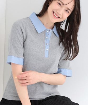 ＜SHOO LA RUE (Women)＞【洗濯機可／Ｓ－ＬＬ】シャツレイヤード風　テレコポロトップス（２００２６０３１１３）