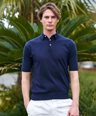 ARCODIO ネイビー ポロシャツ L 半袖 干場義雅 干場義雅×DRESSTERIOR／再入荷】ウォッシャブル ニット