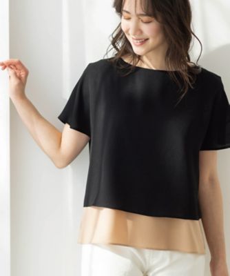 ＜SHOO LA RUE (Women)＞【洗濯機可／体型カバー】１枚でサマ見え　バイカラーレイヤードブラウス（２００２６０３２１５）