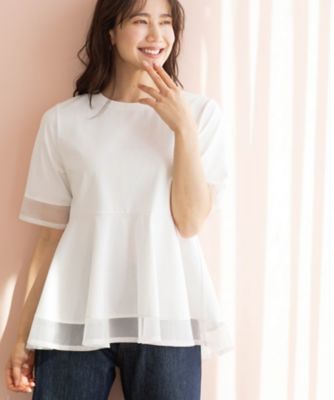 ＜SHOO LA RUE (Women)＞チュールレイヤードペプラムＴシャツ（２００２６０３２２３）