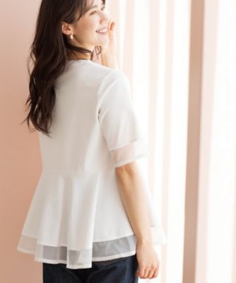 新品 組曲 ペプラムレイヤード長袖Tシャツ アイボリー サイズ3 