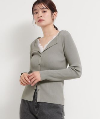 ＜THE SHOP TK (Women)＞レースレイヤードリブニット（２００２６０３３０６）