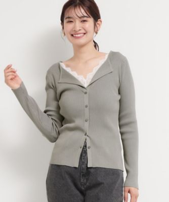 レースレイヤードリブニット（2002603306） | THE SHOP TK