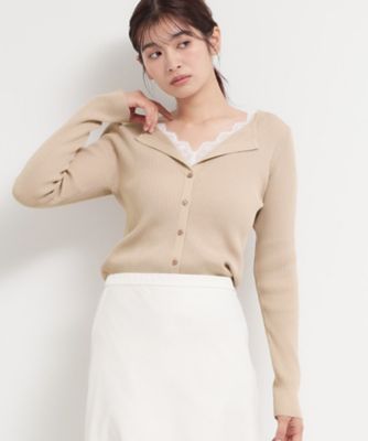 レースレイヤードリブニット（2002603306） | THE SHOP TK