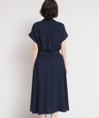 新品✨23区 レース切り替えフレアワンピース ネイビー 36 定価3.3万 S－XL／ひんやり／防しわ】欲しいが詰まった 上品フィット＆フレア
