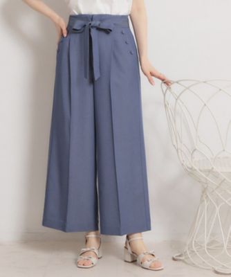 ＜COUTURE BROOCH (Women)＞【洗える・Ｓ－ＬＬ】マリン風アソートボタン　シャンブレーワイドパンツ（２００２６０３３５３）