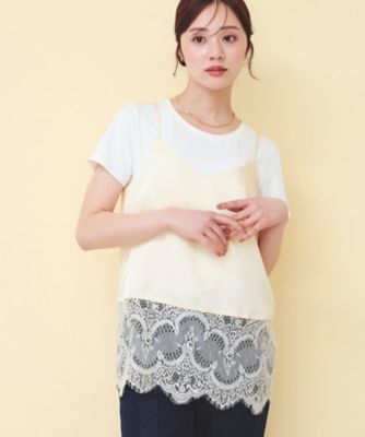 ＜index (Women)＞サテンレースキャミソール【洗濯機ＯＫ】（２００２６０３３９４）