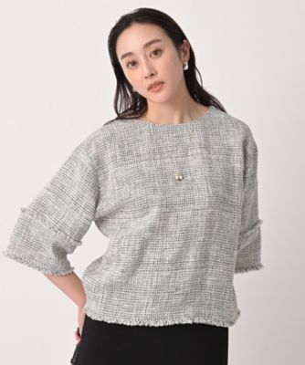 ＜UNTITLED L (Women/大きいサイズ)＞【洗える】ツイードドルマンブラウス（２００２６０３４１２）