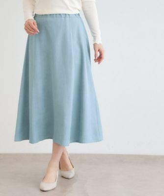 ＜LAURA ASHLEY＞【定番人気！脇ファスナーあり／ウエストゴム】セルロース　デニムスカート（２００２６０３５１３）