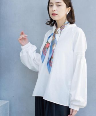 マチャット☆ スキッパーボリュームスリーブブラウス☆シャツ☆ブラウス☆ホワイト ボリュームスリーブスキッパーブラウス | titivate