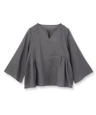 接触冷感／程よい透け感】ドライタッチキーネックブラウス