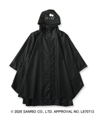 美品　HERENCIA シャギーリバーシブルポンチョ　ブラック ◇【ハローキティ】ポケッタブルポンチョ（2002603628