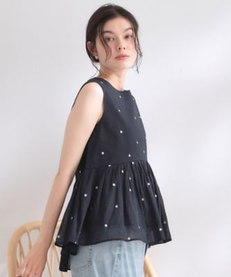 ラメドット刺繍ペプラムブラウス【洗える】（2002603710