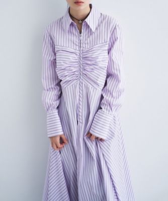 値引き中　新品タグ付き　コードエー CODE A ワンピース　グレー　ストライプ stripe shirt dress（2002603723） | CODE