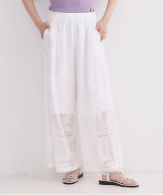 ＜OPAQUE.CLIP (Women)＞刺繍イージーワイドパンツ／セットアップ対応可【洗濯機ＯＫ】（２００２６０３７２９）