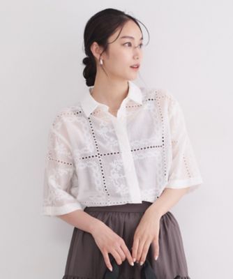 新品 machatt ハーフスリーブシャツ ホワイト 刺繍ハーフスリーブシャツ／セットアップ対応可【洗濯機OK