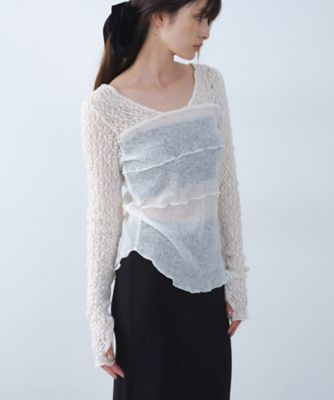 ＜CODE A (Women)＞【Ｒｅ】ｓｅｎｓｕａｌ　ｌａｃｅ　ｓｈｅｅｒ　ｔｏｐ（２００２６０３７３４）