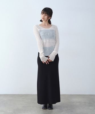 トップス Reee She's Closet tシャツ 長袖 ヘンリーネック シアーリブトップス ボタン