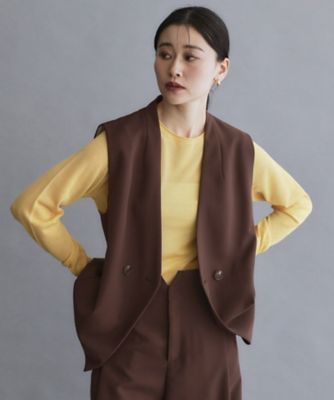 es】ダブルブレストノーカラージレ／セットアップ対応可【洗える