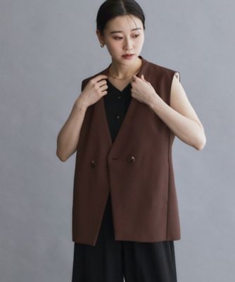 es】ダブルブレストノーカラージレ／セットアップ対応可【洗える