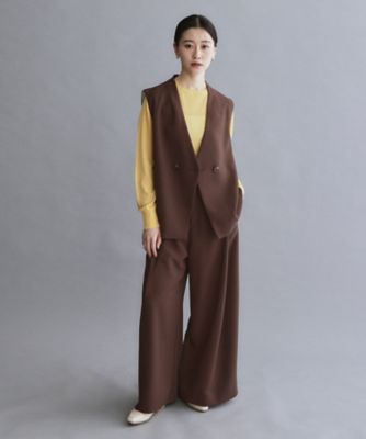 es】ダブルブレストノーカラージレ／セットアップ対応可【洗える