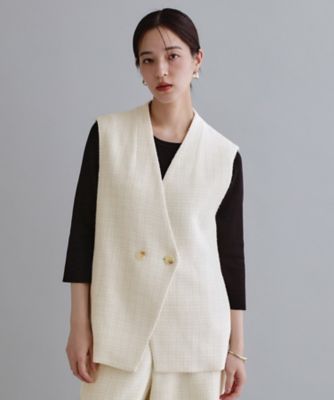 ＜OPAQUE.CLIP (Women)＞【ｅｓ】ファンシーツイードノーカラージレ／セットアップ対応【洗濯機ＯＫ】（２００２６０３９１４）