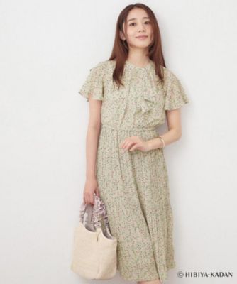 美品✨ダイアグラム 配色プリーツワンピース バイカラー 金ボタン 36 RUIRUE BOUTIQUE（ルイルエブティック） ワンピース 洗えるバイカラー