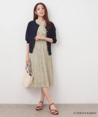 未使用タグ＊BEAUTY&YOUTH　 日比谷花壇　コラボワンピース ◇【日比谷花壇コラボ】ラッフルタイプリーツワンピース【防シワ／洗濯