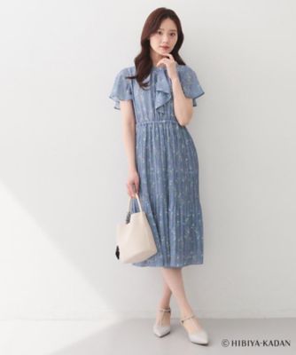 ◇【日比谷花壇コラボ】ラッフルタイプリーツワンピース【防シワ／洗濯