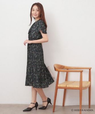 ◇【日比谷花壇コラボ】ラッフルタイプリーツワンピース【防シワ／洗濯