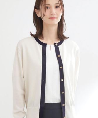 ＜Reflect (Women)＞【アンサンブル可】バイカラーカーディガン（２００２６０３９５１）