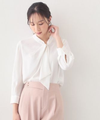 ＜index (Women)＞アシメドレープボウタイブラウス【洗濯機ＯＫ／イージーアイロン】（２００２６０４０５０）