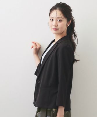 接触冷感／防シワ】ひんやり7分袖テーラードジャケット《洗濯機OK