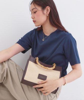 首里道屯織（しゅりろーとんおり）リメイクトートバッグ バンブーハンドル 2WAY】バンブーハンドルミドルトートバッグ（2002604062
