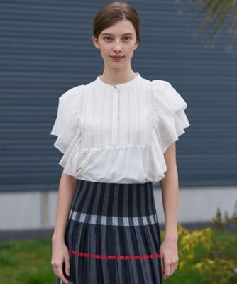 ＜DRESSTERIOR (Women)＞コットンシルク　ラッフルスリーブ　ブラウス（２００２６０４０６８）