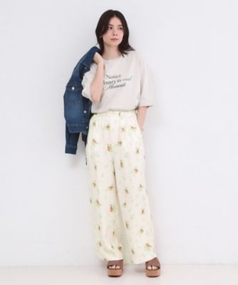 ぼかしフラワープリントワイドパンツ【洗濯機OK