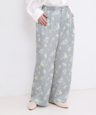 フラワープリント ワイドパンツ ぼかしフラワープリントワイドパンツ【洗濯機OK