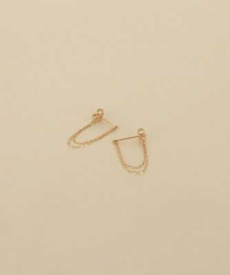 ＜COCOHNIK ONKITSCH (Women)＞Ｋ１０ミラーカットチェーン　ドレープフープピアス（２００２６０４０９６）