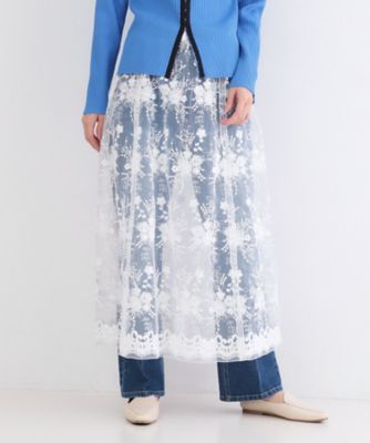 ＜OPAQUE.CLIP (Women)＞シアーレース刺繍レイヤードスカート【洗濯機ＯＫ】（２００２６０４１４６）