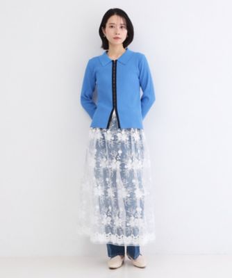 シアーレース刺繍レイヤードスカート【洗濯機OK